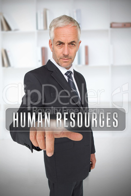 Businessman touching the term human resources