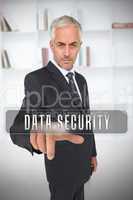 Businessman selecting the term data security