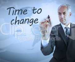Businessman writing time to change