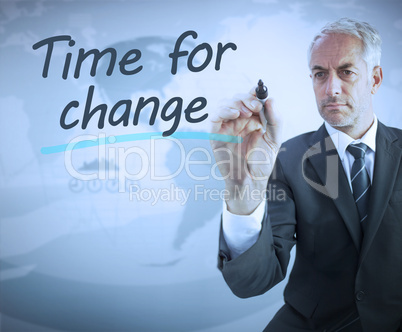 Businessman writing time for change