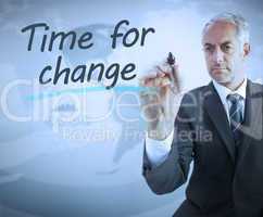 Businessman writing time for change