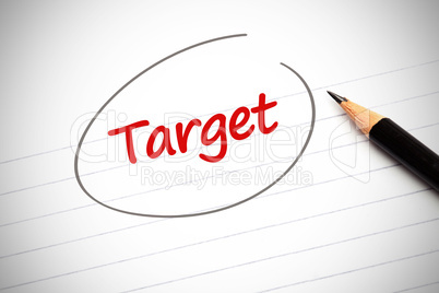 Target word written on a notepad