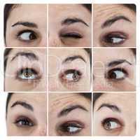 Collage of various pictures showing the eyes of a woman