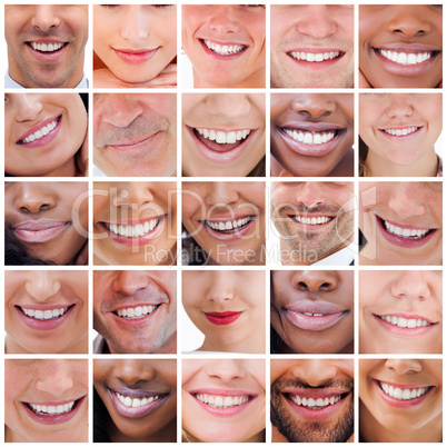 Collage of white smiles