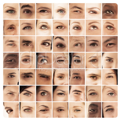 Collage of different pictures of various eyes