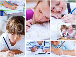 Collage of pupils studying