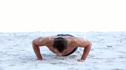 Sportsman doing push ups