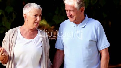 Mature couple walking hand in hand