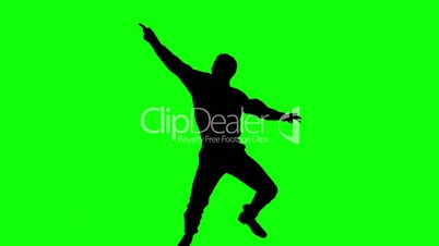 Silhouette of a man doing disco dance on green screen