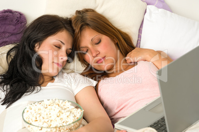 Friends fell asleep during watching a movie