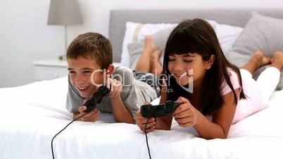 Two children playing video games
