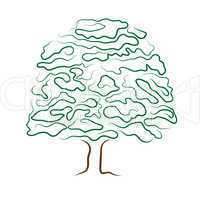 stylized tree silhouette isolated on white background