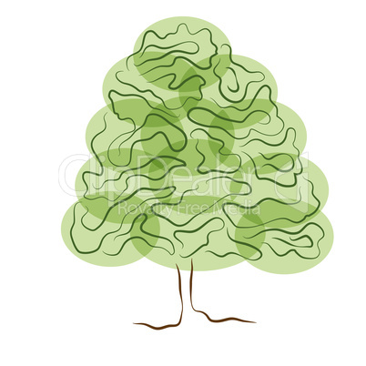 stylized tree silhouette isolated on white background
