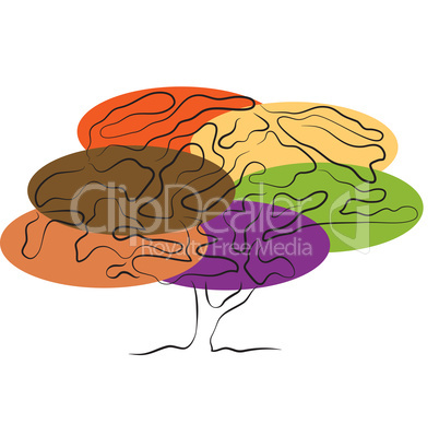 stylized tree silhouette isolated on white background