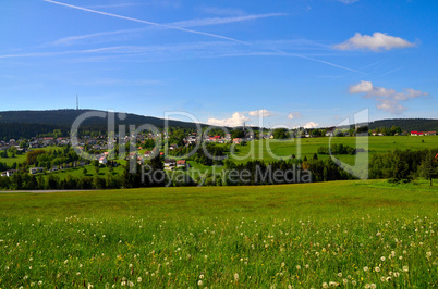 Landschaft Wolken Wiese Bischofsgrün