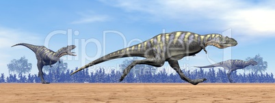Aucasaurus dinosaurs running - 3D render