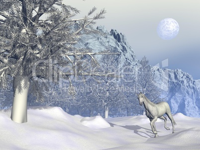 Horse in winter - 3D render