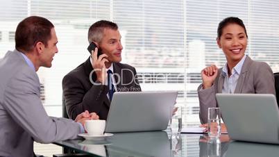 Businessman having a phone conversation