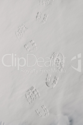 Footprints in fresh white snow