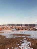 Settlement Huzhir on island Olkhon in lake Baikal