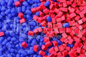 blue/red polymer granulate