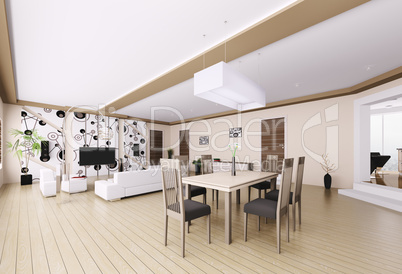 Interior of modern apartment 3d render