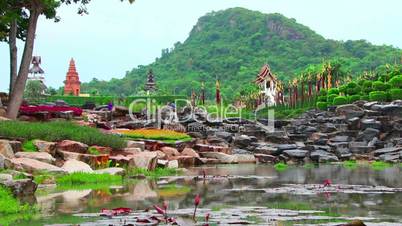 pond in Nong Nooch tropical garden in Thailand