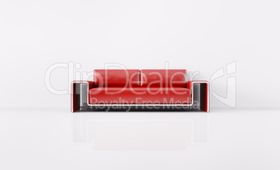 Modern interior with red sofa 3d render