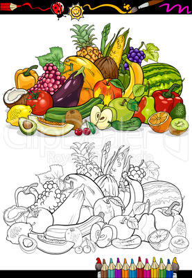 fruits and vegetables for coloring book