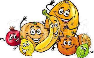 citrus fruits group cartoon illustration
