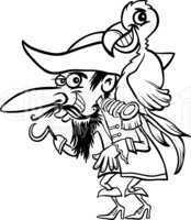 pirate with parrot for coloring book
