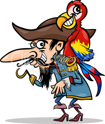 pirate with parrot cartoon illustration