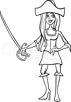 woman pirate cartoon for coloring book