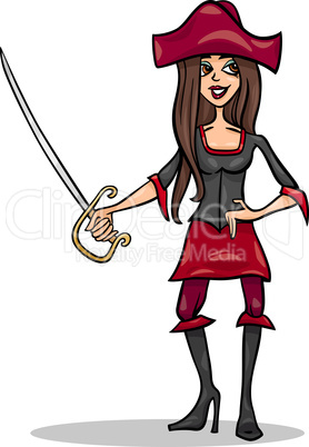 woman pirate cartoon illustration