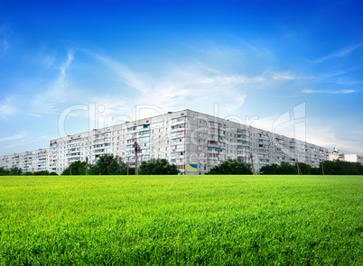 Field  in front of the city