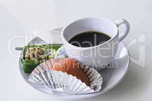 black coffee with fruits