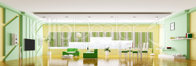 Interior of modern apartment panorama 3d render