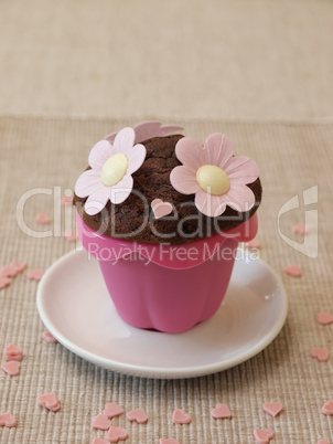 Sweet muffin with flowers