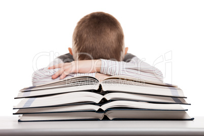 child sleeping on reading books