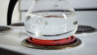 Water Boiling Whistling Glass Kettle Slow Motion 30P