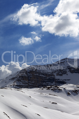 snow mountains in sunny day