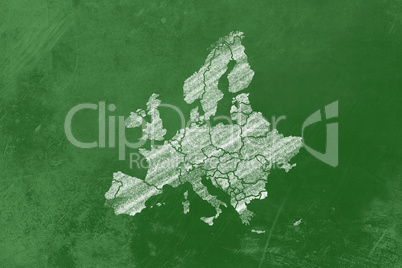 Europa mit ländern als Zeichnung an einer Tafel - Europe with c