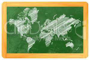 Weltkarte auf einer Tafel - World map on a blackboard