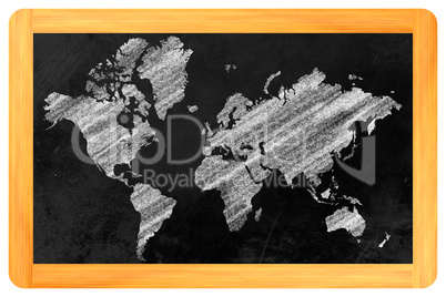 Weltkarte auf einer Tafel - World map on a blackboard