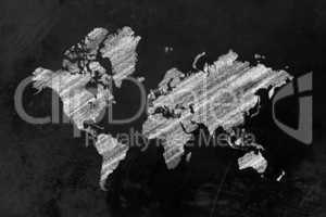 Weltkarte auf einer Tafel - World map on a blackboard