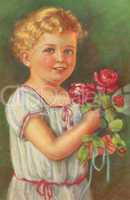 Kind mit roten Rosen