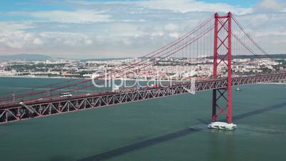 Lisbon. 25th of April Bridge. Timelapse