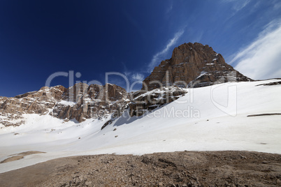 snow, rocks and sky