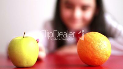 Schoolgirl loving fruits