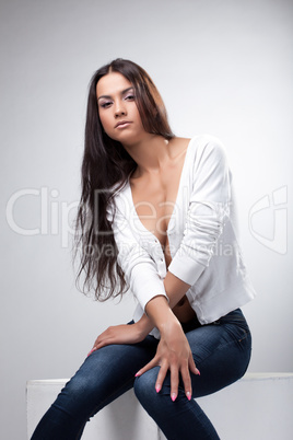 Image of beautiful young woman with long hair